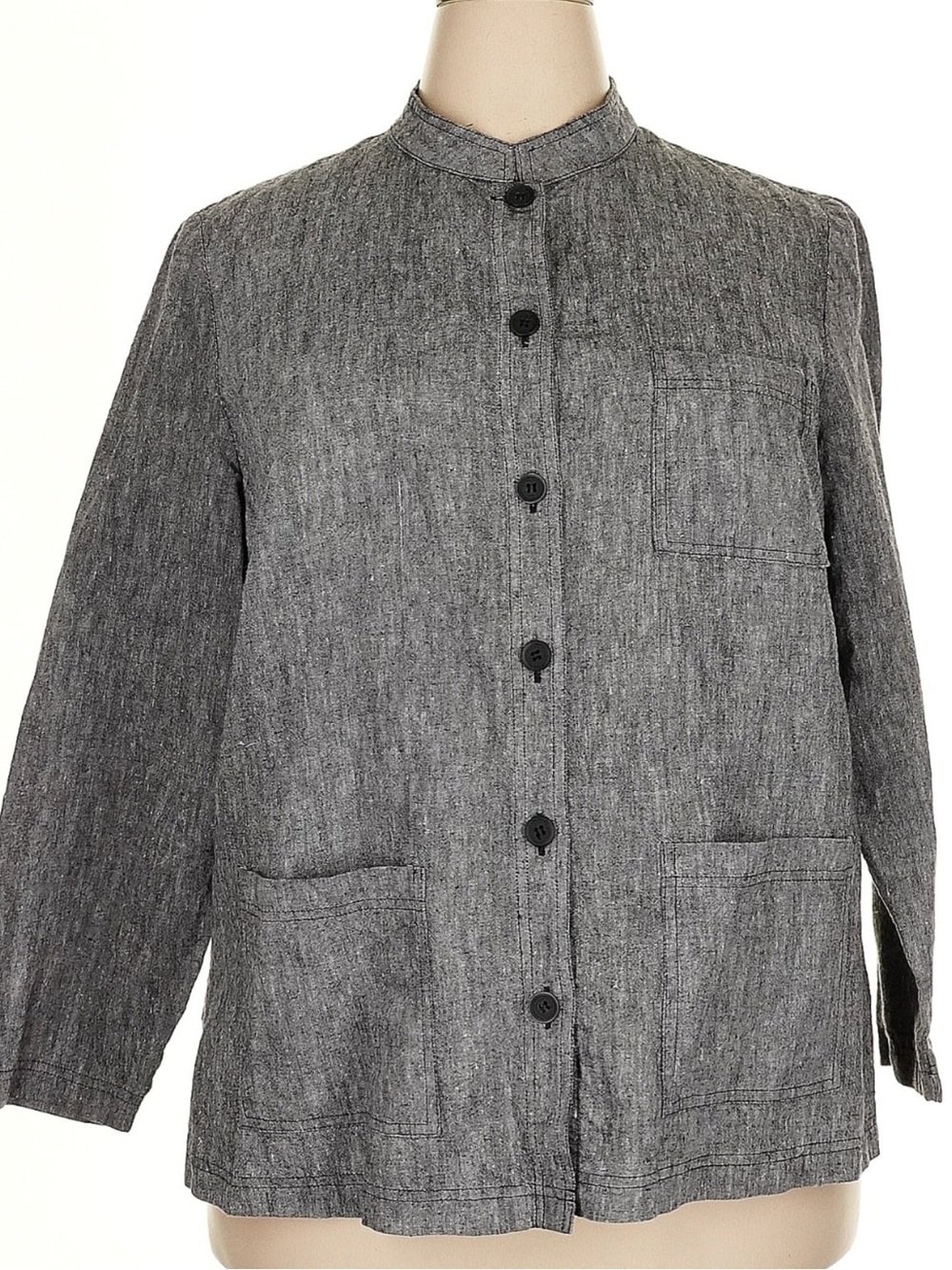 Women's 100% Linen Grey Button-Front Shirt Jacket. Excellent condition. 18W.